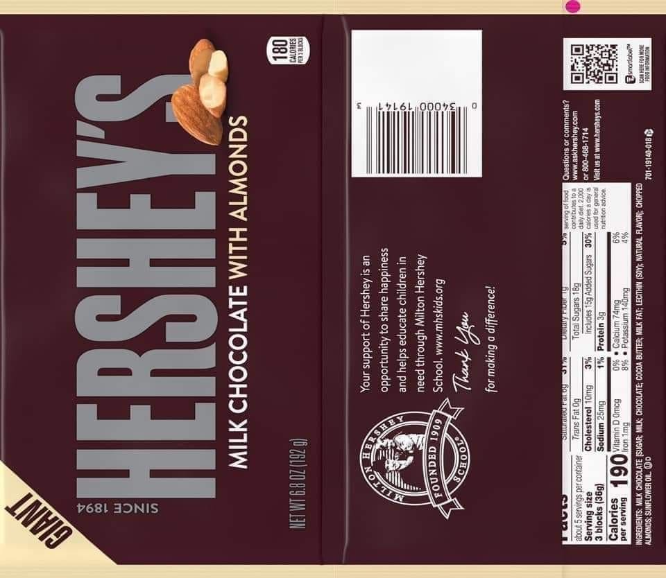 Hershey's milk chocolate with almonds